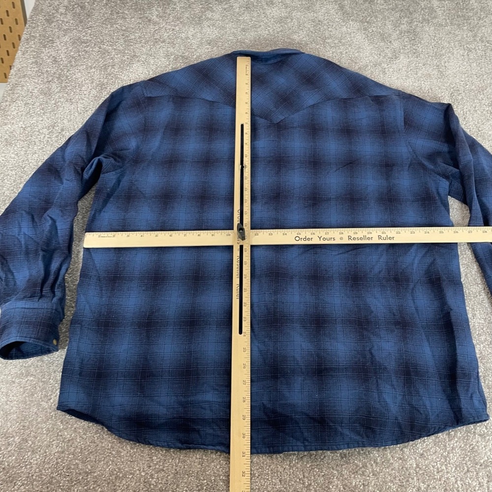 Pendleton Canyon Wool Shirt Mens XL Pearl Snap Flannel Western Ombre Plaid Blue - Picture 6 of 11